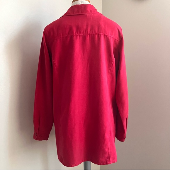 Faux Suede Soft Raspberry Button Down - Picture 3 of 4
